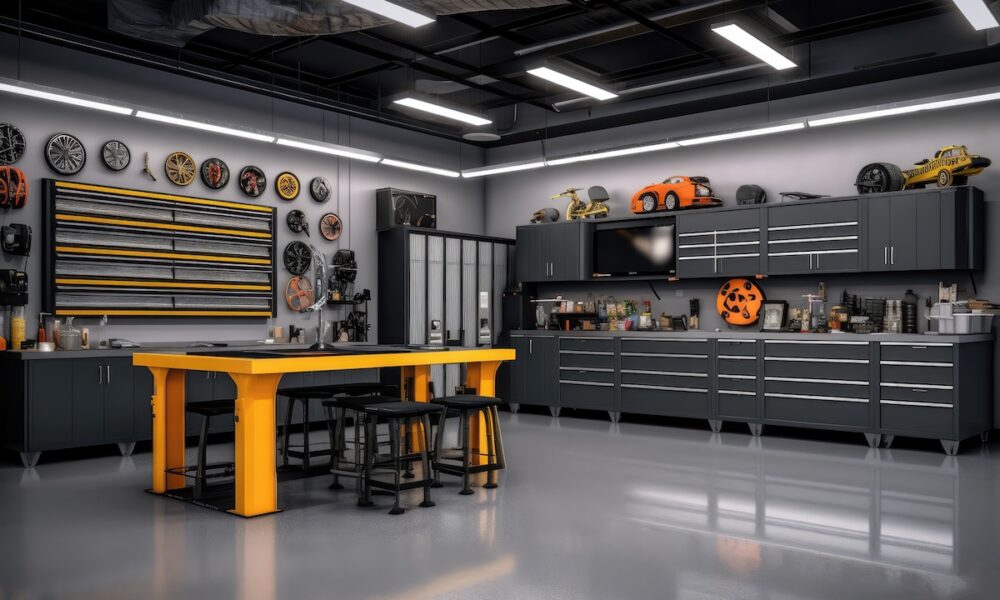 garage storage with workstation